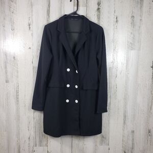 shein light suit jacket/blazer black with white buttons women's size large